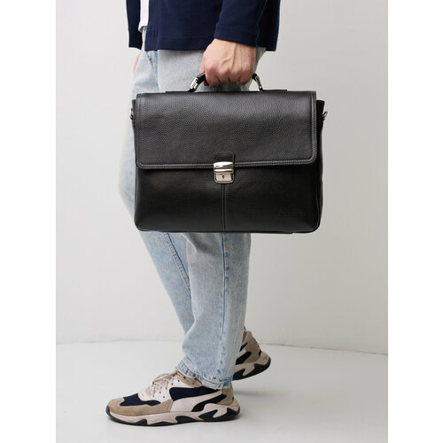 Портфель Franchesco Mariscotti фактура гладкая тиснение черный матовый 27556₽