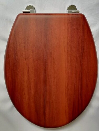 Изображение товара Крышка-сиденье на унитаз деревянная МДФ Sensea Тёмное дерево, крепеж регулируется 14-21 см