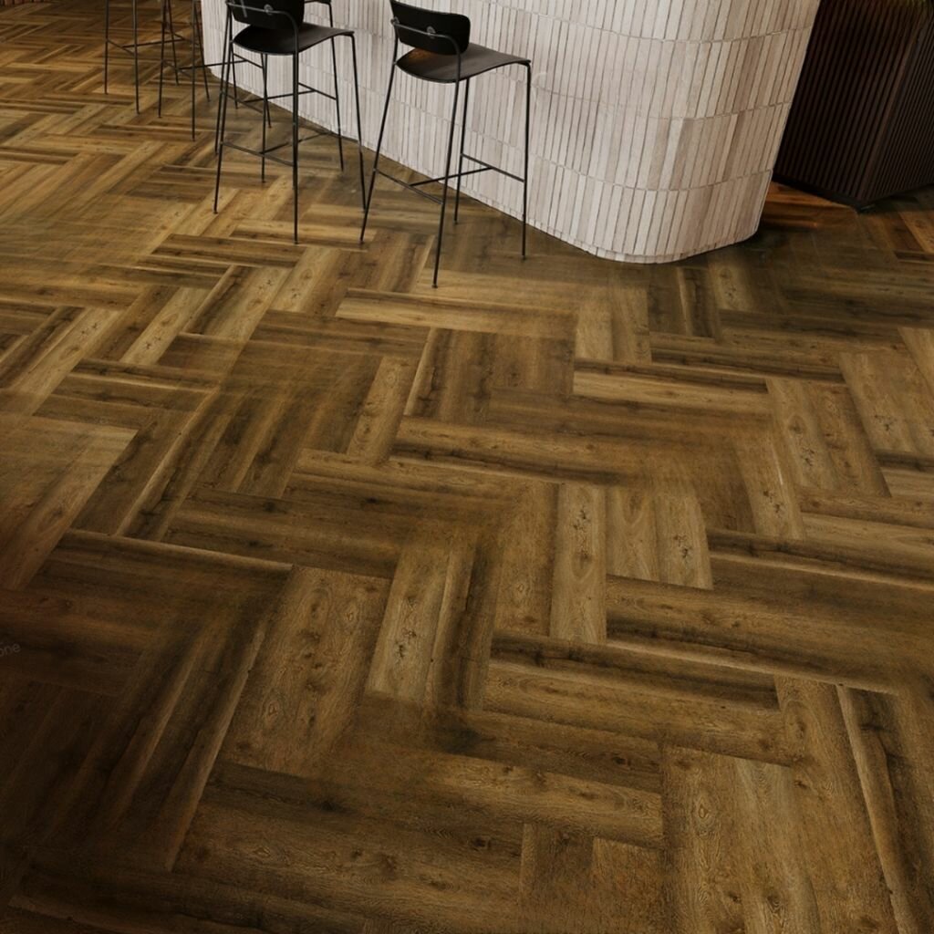 фото Каменно-полимерная плитка (SPC) Natisston RUBIS ёлка 5003-09 Blokktind (600х125х3,5), 2,25 м2