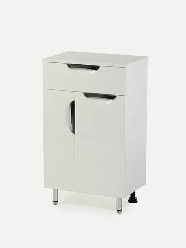 Изображение товара Комод, тумба для ванной комнаты, Fauraplus Толедо 50, с корзиной для белья, белый, глянцевый.