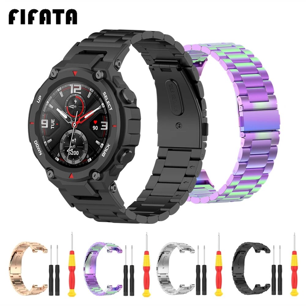Сменный металлический ремешок FIFATA для Huami Amazfit T-Rex Pro / A1918/Ares — фото 1