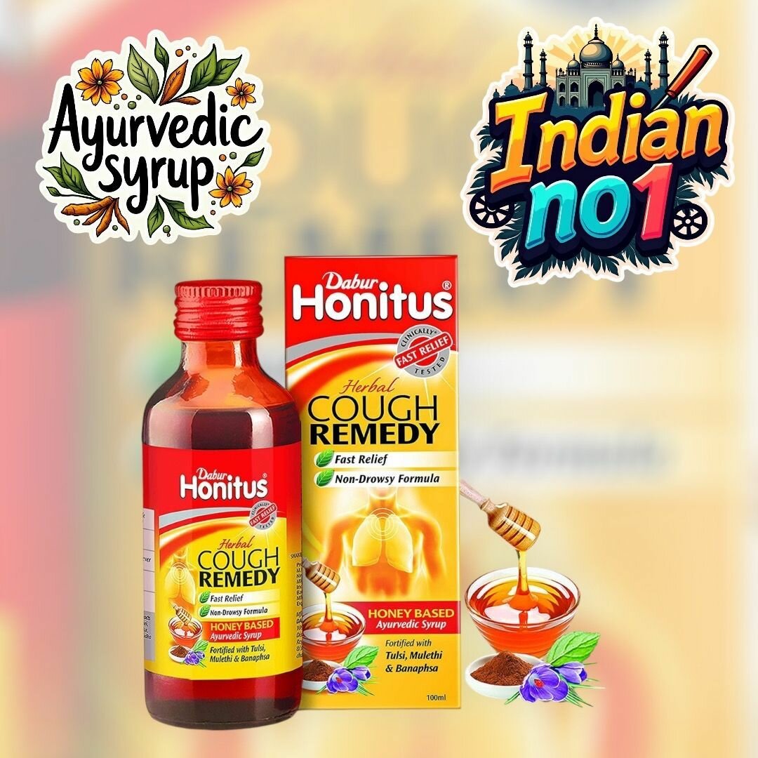 Сироп от кашля Dabur Honitus быстрое облегчение всего за 15 минут Формула, не вызывающая сонливости, 100 мл