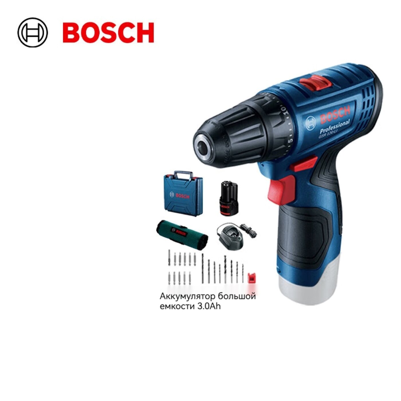 Аккумуляторная электрическая дрель BOSCH GSR120-LI, электрическая отвертка, набор бытовых инструментов
