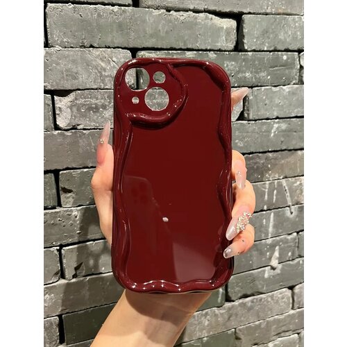 фото Чехол о'кейси, для iphone 14, силиконовый, рельефный, с защитой камеры, бордовый