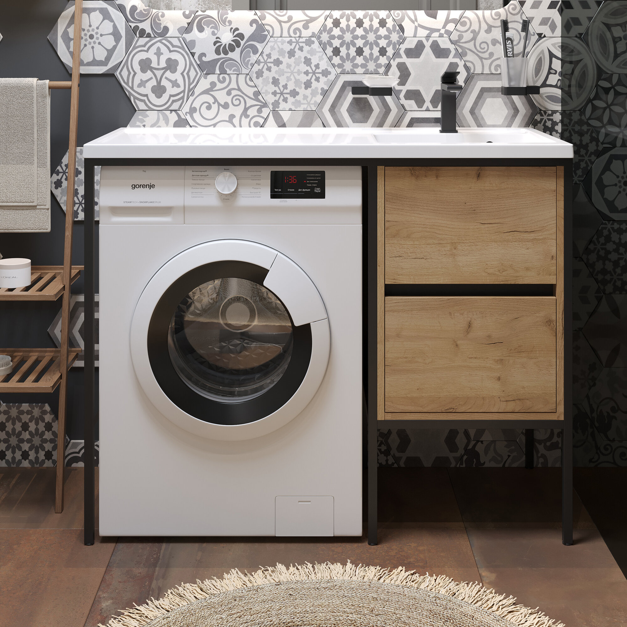 Раковина над стиральной машиной STWORKI Флом SFnS1100L с кронштейном