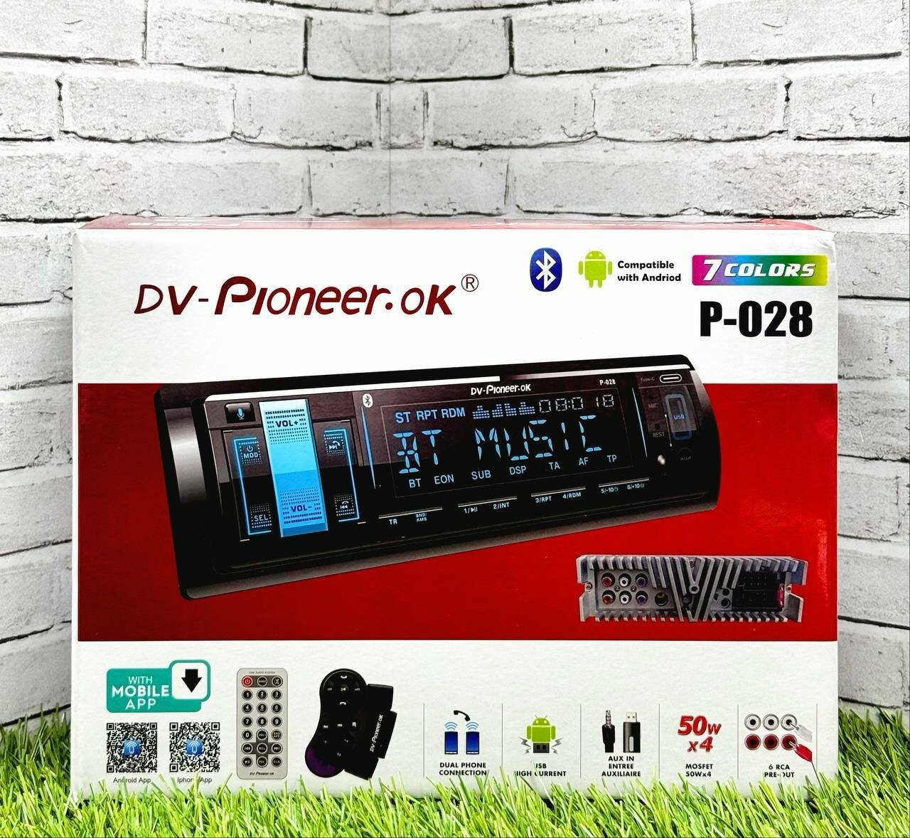 Автомагнитола Магнитола DV Pioneer OK P-028/1Din/Bluetooth/AUX/TF