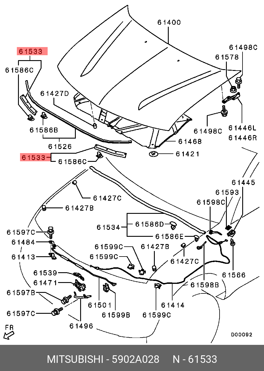 5902A028 MITSUBISHI Уплотнитель капота передний левый для авто