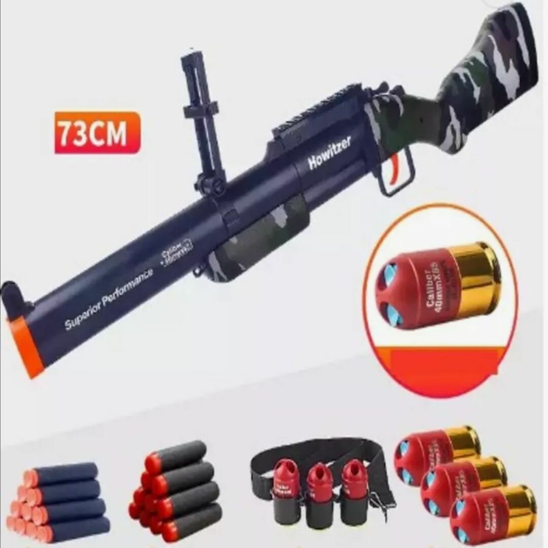 Игрушечный Помповый Дробовик M79 с прицелом, выбросом гильз и мягкими пулями Nerf Blaster/ Помповый Винчестер с реалистичной стрельбой и перезарядкой гильзами 73 см