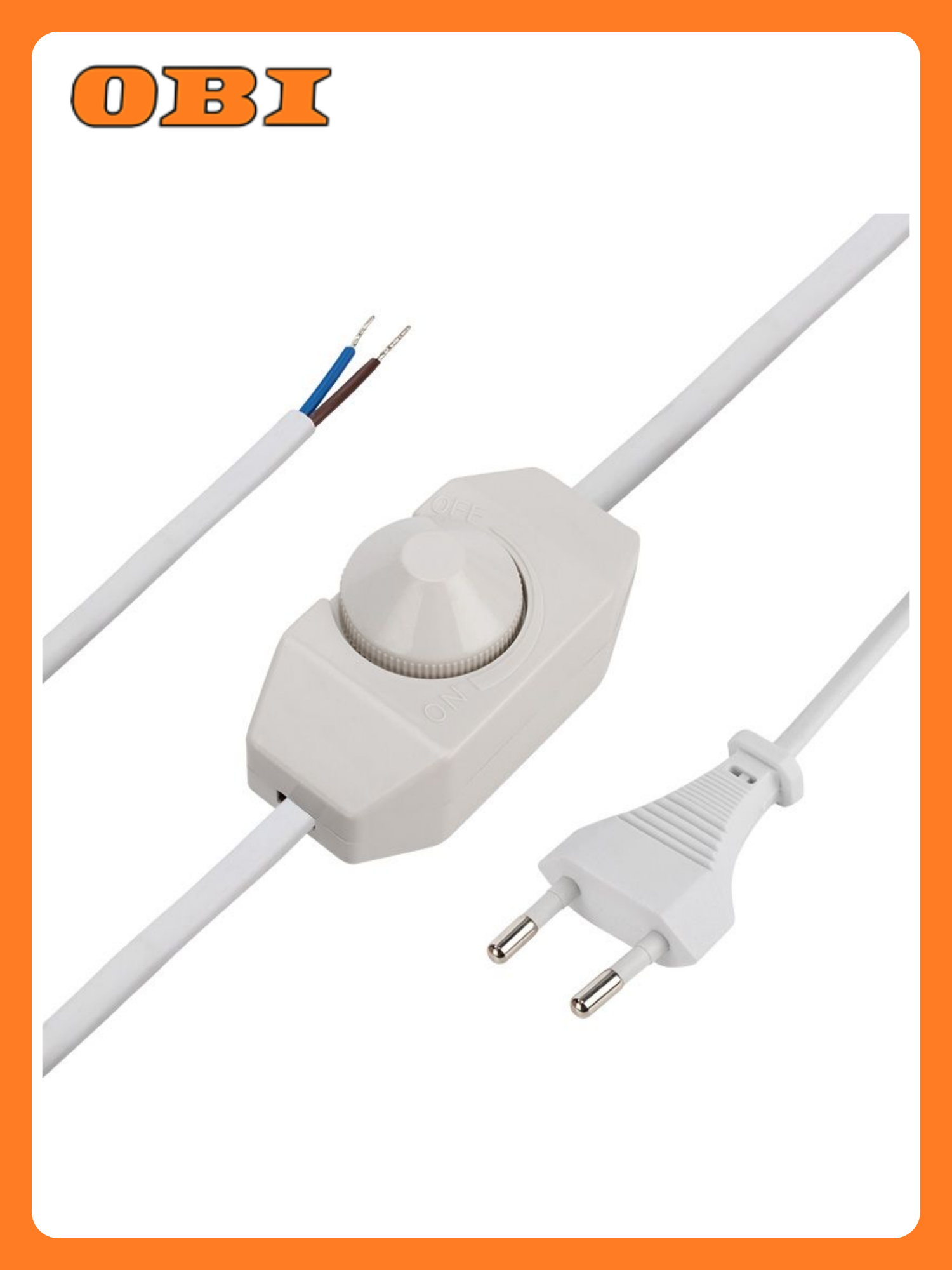 Сетевой шнур с диммером 2х075 мм² 2 м белый REXANT