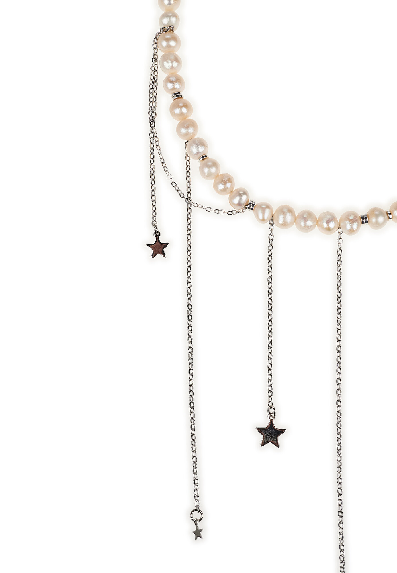 Колье YAROSLAVNA, жемчуг барочный, гематит, длина 38 см, белый/серебристый — фото 1