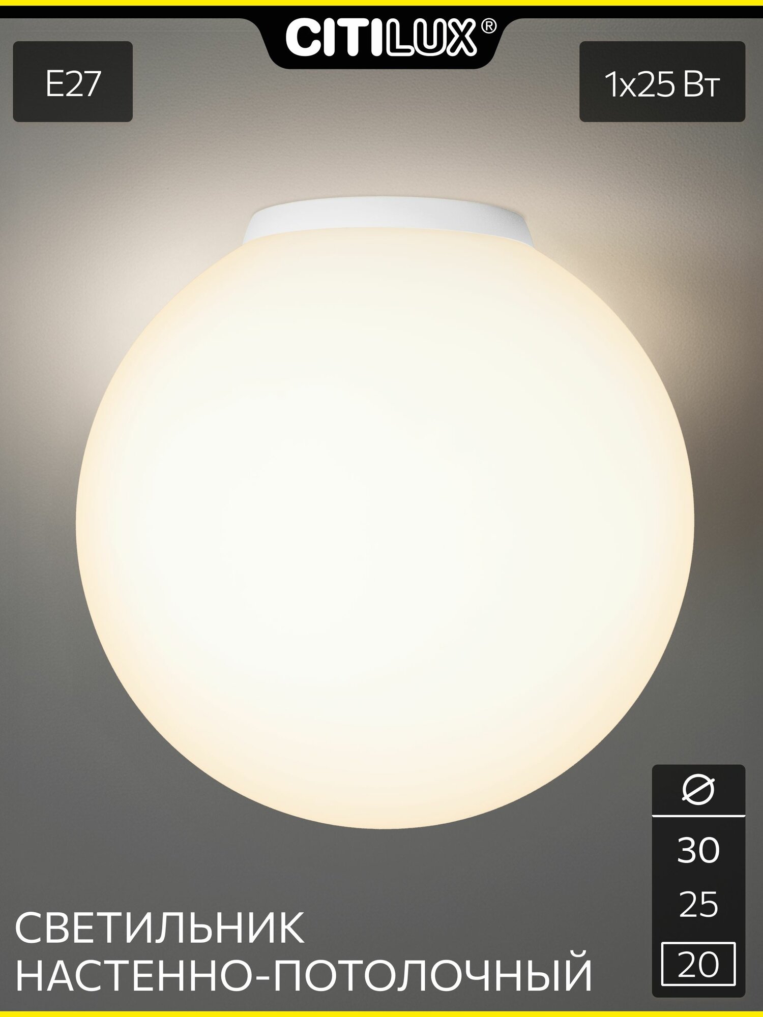 Потолочный светильник-шар Citilux RON CL941D20B0 белый матовый плафон 20 см E27