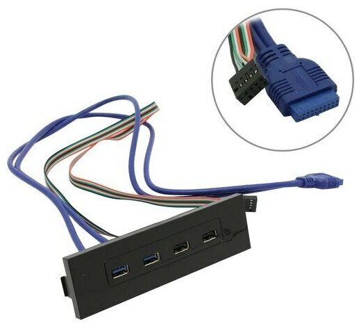 Планка портов на переднюю панель 5.25" USB 3.0 20pin -> 2x A Exegate U5H-614