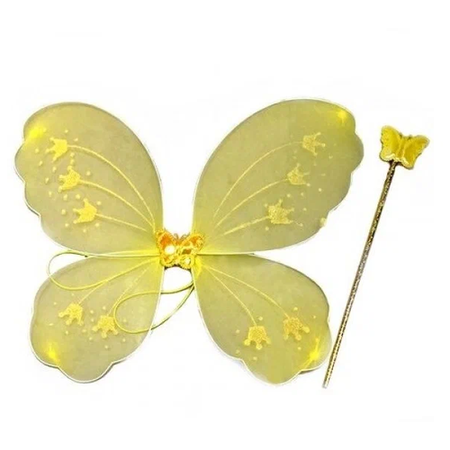 Крылья феи, бабочки, с палочкой и ободком, цвет Желтый крылья феи бабочки с палочкой и ободком цвет красный