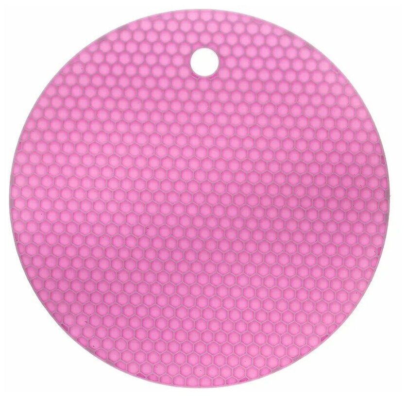 Прихватка - подставка под горячее круглая(2 шт) силиконовая прихватка для кухни узор Соты 18 см фиолетовые