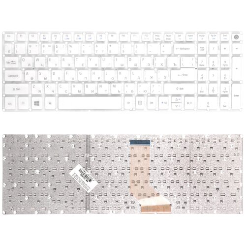 Клавиатура для ноутбука Acer Aspire V3-574G, E5-573, F5-572 Series. Г-образный Enter. Белая, без рамки. PN: NSK-R37SQ 0R. (2)