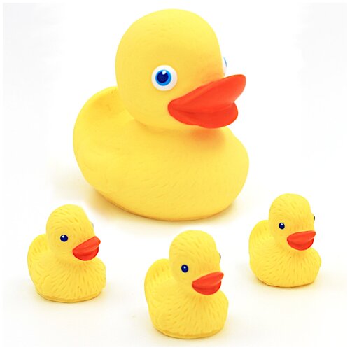 Купить Кудесники: Набор Веселая семейка (утка, 3 утенка) - игрушка для ванной из ПВХ Пластизоля (Резиновая игрушка), СИ-773