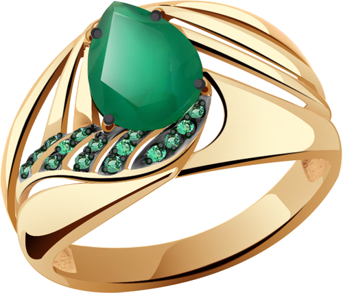 Кольцо Diamant online, золото, 585 проба, фианит, агат, размер 17.5
