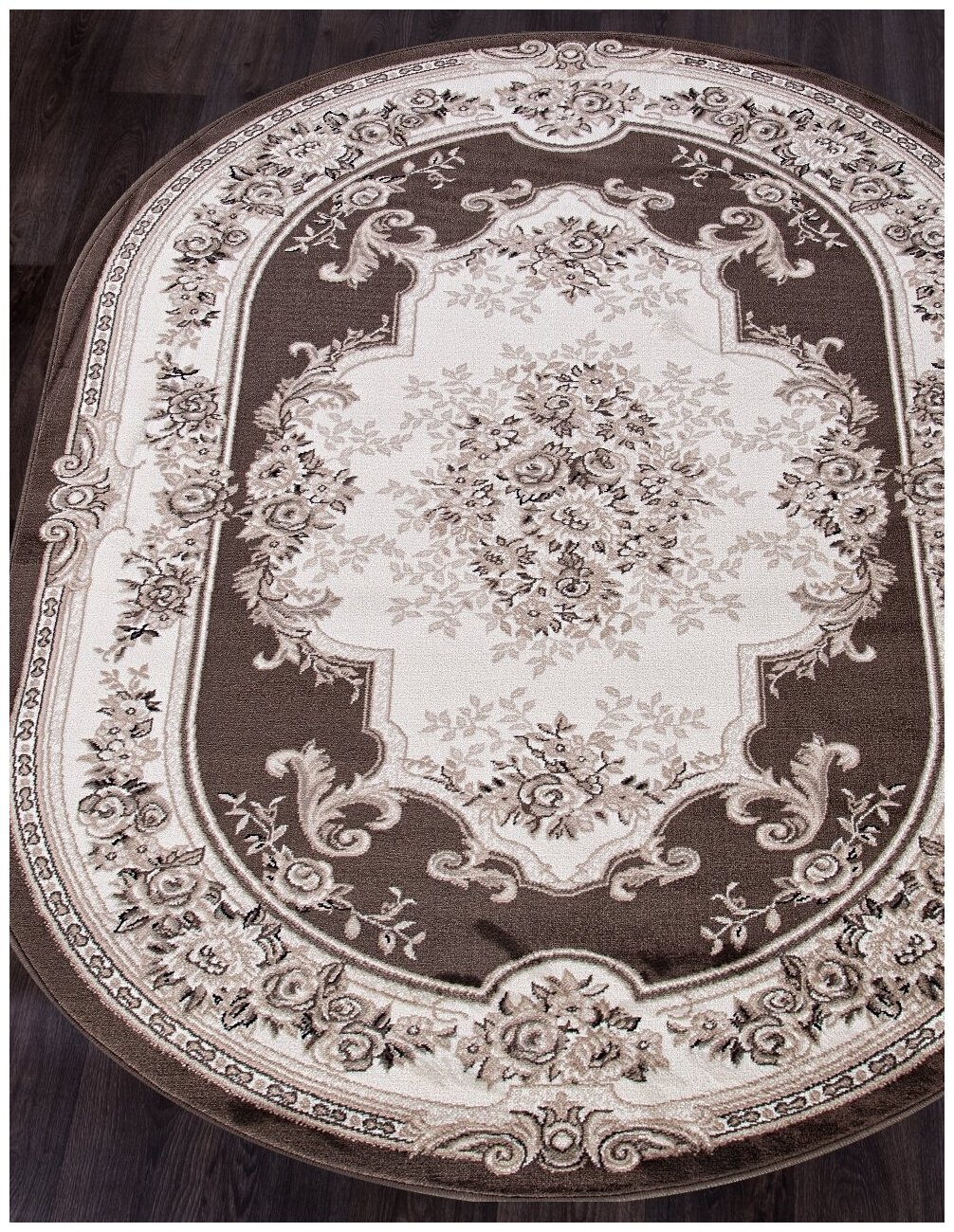 фото MERINOS Ковер VALENCIA DELUXE 4015 BROWN Овал 2x3 м.