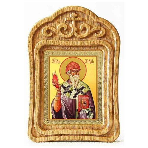 Святитель Спиридон Тримифунтский, икона в резной рамке святитель спиридон тримифунтский икона в резной рамке