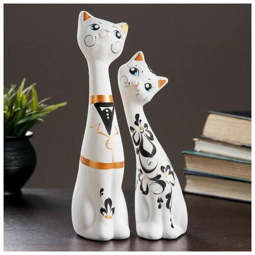 фото Фигура "love коты" набор 2шт белые 7х9х29см хорошие сувениры