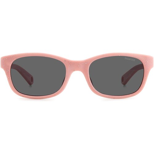 фото Солнцезащитные очки polaroid pld k006/s w66 m9, прямоугольные, оправа: пластик, чехол/футляр в комплекте, поляризационные, со 100% защитой от уф-лучей, розовый