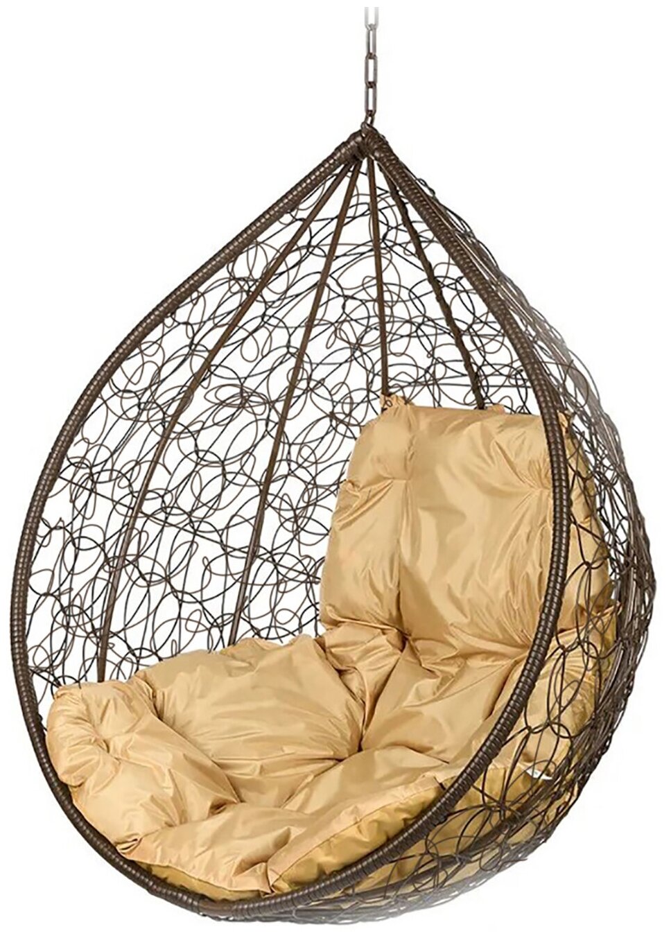 Кресло подвесное ювимет "Tropica" коричневое без стойки коричневая подушка