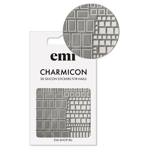 E.Mi, 3D-стикеры №161 Квадраты белые Charmicon 3D Silicone Stickers