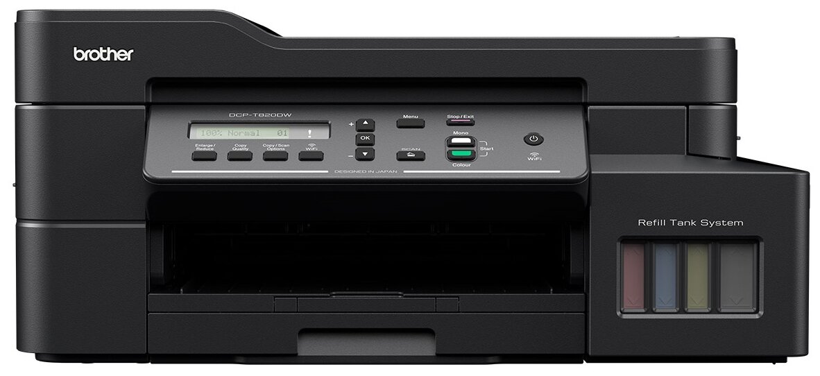 МФУ Brother DCP-T820W DCPT820DWR1 А4, цветной струйный, 17/16,5 стр/мин, 128Мб, дуплекс, ADF20,WiFi,LAN, обх.лоток 80л, старт.картр.2xBK,1xCMY