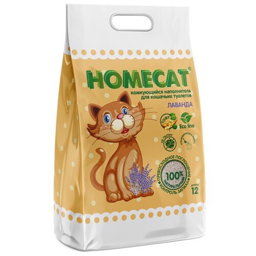 Наполнитель для кошачьих туалетов HOMECAT Ecoline комкующийся с ароматом лаванды 12 л (5 кг)