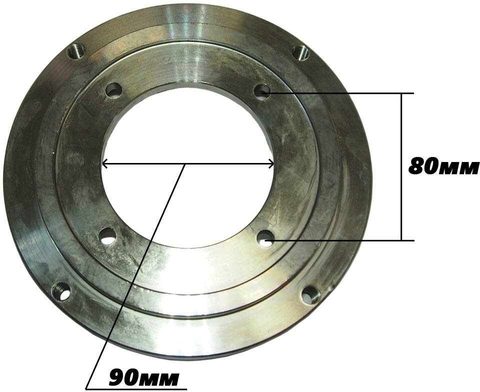 Переходник для установки LIFAN 8-9 л. с, (старые) на Агрос (4 отв. х 80 мм, центр. отв. 90 мм.)ИТМ