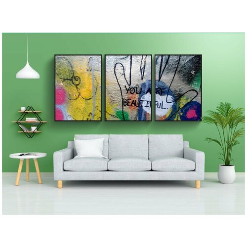 фото Набор модулных постеров для интерьера "красивая, красота, самооценка" 60x90 см. в тубусе, без рамки lotsprints