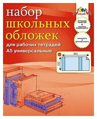 АппликА Набор школьных обложек для рабочих тетрадей, А5, 5 штук