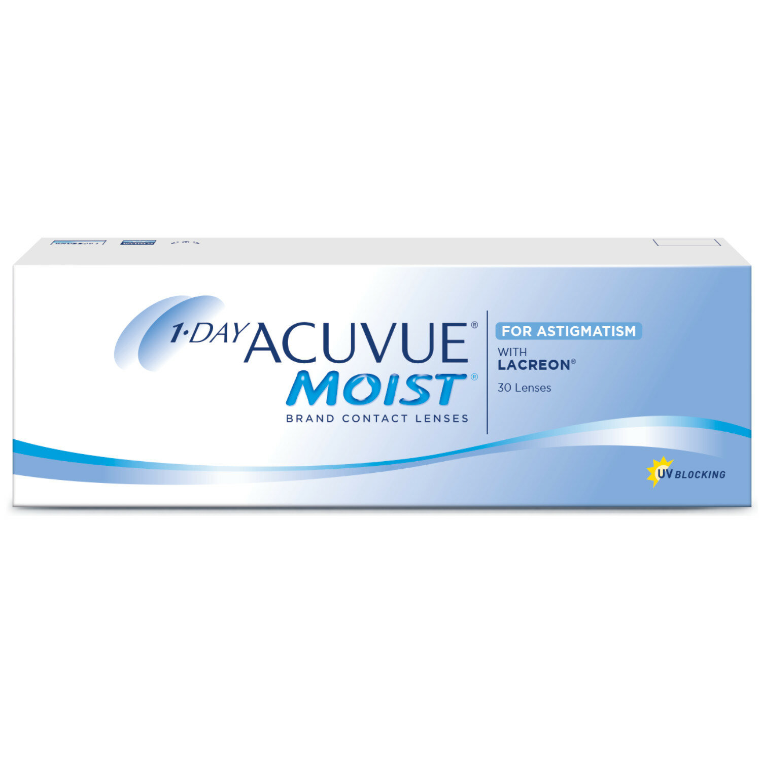 Контактные линзы ACUVUE 1-Day Moist for Astigmatism, 30 шт., R 8,5, D -2,75, CYL: -0,75, AХ: 100