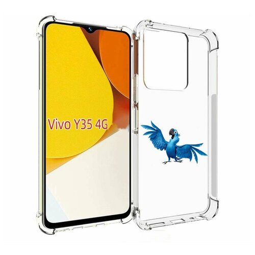 Чехол MyPads голубой-попугайчик для Vivo Y35 4G 2022 / Vivo Y22 задняя-панель-накладка-бампер