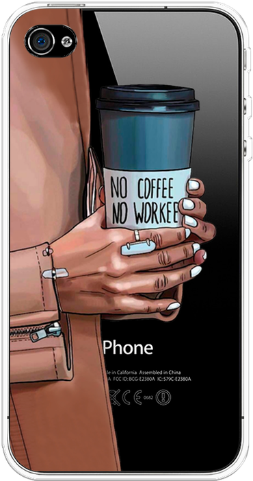 Силиконовый чехол на Apple iPhone 4/4S / Айфон 4/4S No coffee, прозрачный