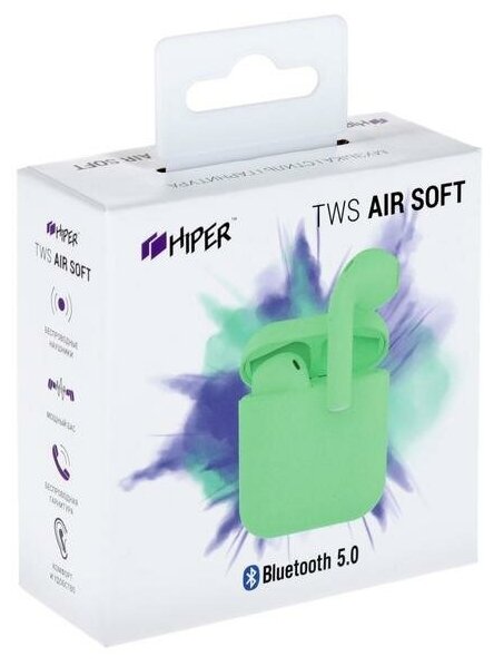Беспроводные TWS-наушники HIPER TWS AIR Soft, green - фото №12