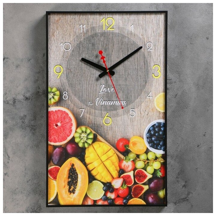 Часы-картина настенные, серия: Кухня, "Тропические фрукты", плавный ход, 57 х 35 х 4 см 4812330