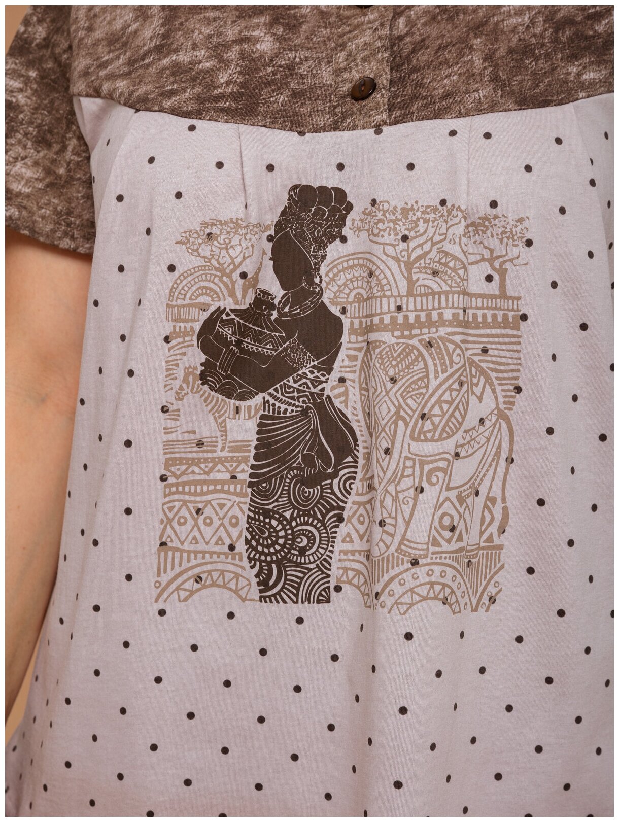 Пижама домашняя женская Алтекс с футболкой и бриджами бежевая, размер 50 - фотография № 10