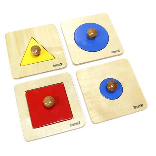 Геометрические пазлы Монтессори: треугольник, квадрат и два круга