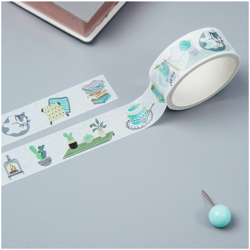 Клейкая лента декоративная MESHU "Cozy", 1,5см*3м, 5 штук