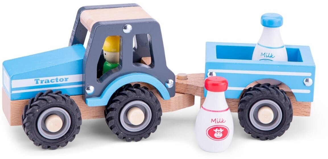 Classic Toys Трактор с прицепом, молоко New Classic Toys - фото №2