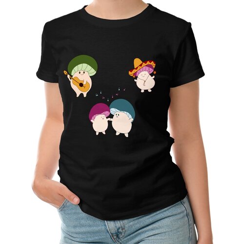 Женская футболка «Грибная вечеринка. Танцы. Mushroom» (L, темно-синий)