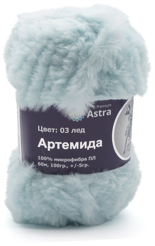 Пряжа Astra Premium Артемида 100гр. 60м (100% микрофибра ПЛ)(03 лед), шт