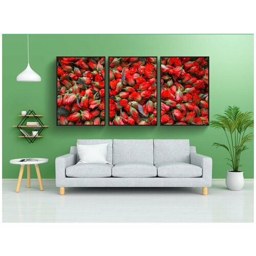 фото Набор модулных постеров для интерьера "розы, ковры из роз, цветы" 60x90 см. в тубусе, без рамки lotsprints