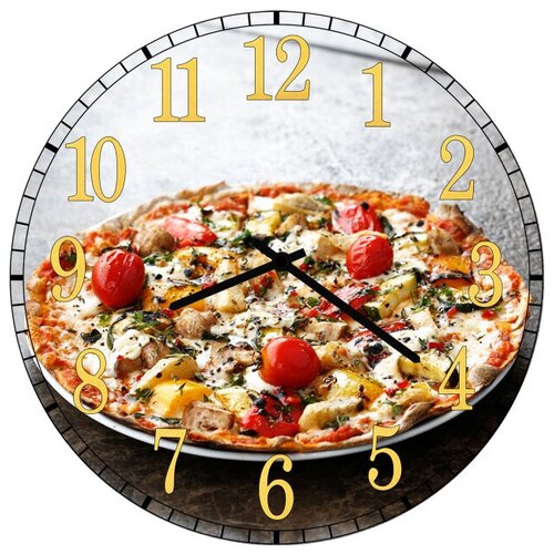 фото Svs настенные часы svs 4001731 kitchen пицца с помидорами
