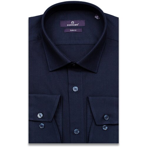 Рубашка Poggino 7015-55 цвет темно синий размер 52 RU / XL (43-44 cm.)