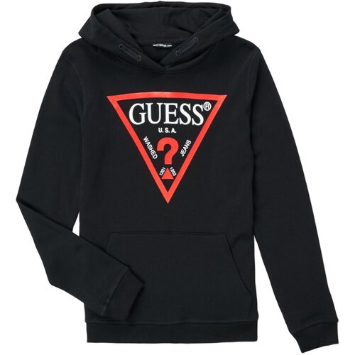 Толстовка GUESS, средней длины, манжеты, капюшон, карманы, размер 12, красный