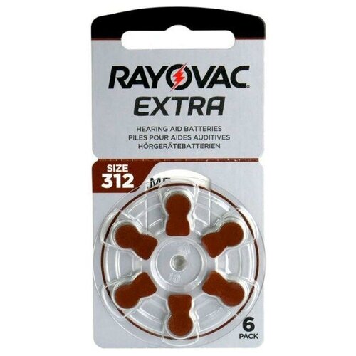 Слуховая батарейка Rayovac 312 1.45V Extra BL6 , 6шт.