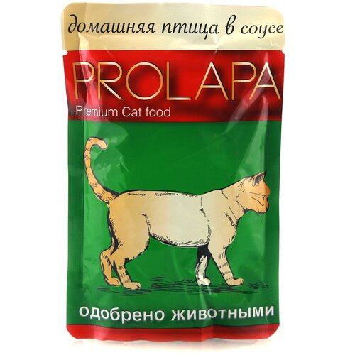 Влажный корм Prolapa Premium 100 гр пауч для кошек домашняя птица в соусе 1 упаковка 12 шт