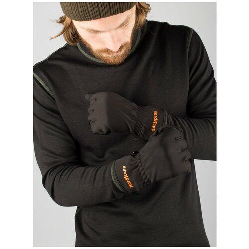 Мужские теплые спортивные перчатки из Софтшелл (Softshell). Непромокаемые с мембраной. Цвет черный. Размер М